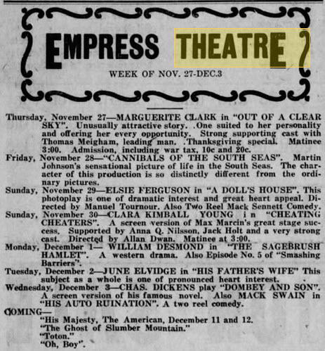 Empress Theatre - 26 Nov 1919